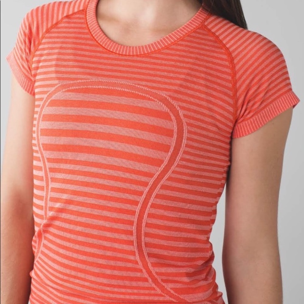 Lululemon Swiftly Tech Tee orange Stripes